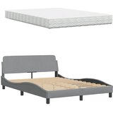  Krevet s madracem svjetlosivi 140x190 cm od tkanine | shoptok.hr