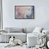  Slika - Pink and blue marble - abstract watercolour with gold accents 90x60 U crnom drvenom okviru | shoptok.hr