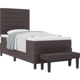  Krevet s podlogom madracem i klupicom tamnosmeđi 80 x 200 cm tkanina | shoptok.hr