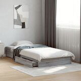 Maison Chic Posteljni okvir - Enojna postelja - Postelja za odrasle s predali siva sonoma 75x190 cm inženirski les, (21696433) | Shoptok.si