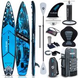 THUNDER Napihljiva SUP deska – 365 cm stabilna, 15 cm debela, komplet z veslom in sedežem + GoPro mount ® BLUET, (5000091309) | Shoptok.si