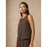 Sinsay Bluza bez rukava s gumbima od viskoze s dodatkom lana | shoptok.hr