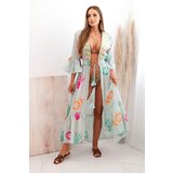 Kesi Włoski Women's boho cape with embroidery mint | shoptok.hr