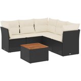 vidaXL Vrtna sedežna garnitura 6-delna z blazinami črna poli ratan, (21045750) | Shoptok.si