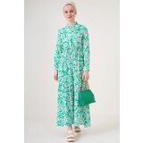 Bigdart 2144 Patterned Big Collar Hijab Dress - Green | Shoptok.si