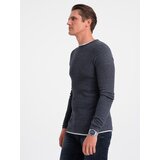 Ombre Men's cotton sweater with round neckline - navy blue melange | Eponuda.ba