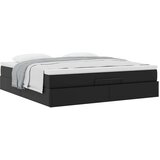 vidaXL Otomanski posteljni okvir z vzmetnico črn 160x200 cm um. usnje | Shoptok.si