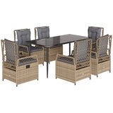  7-dijelni vrtni blagovaonski set od poliratana s jastucima bež 160 x 80 x 74 cm | shoptok.hr