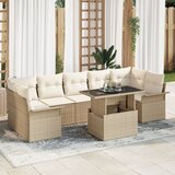 vidaXL 8-delni set vrtnskega kavča z blazinami bež poli ratan, (22092932) | Shoptok.si