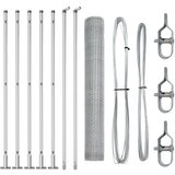 vidaXL Heptagonalna ograda 1.2x10 m Pocinčani čelik, Stupovi ograde s osnovnim pločama 7 kom Ø32mm 68.5cm Pocinčani čelik | shoptok.hr