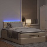 vidaXL Otomanski posteljni okvir z vzmetnico krem 120x190 cm blago, (21608620) | Shoptok.si