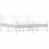  The Living Store Kovinski posteljni okvir z vzglavjem in vznožjem bel 183x213 cm - Posteljni Okvir, (21447522) | Shoptok.si
