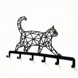 Wallxpert metalni zidni čiviluk 3011, geometrijska mačka u hodu, 60 x 38 cm, crni Cene