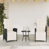  3-dijelni bistro set s jastucima crni od poliratana - Crna i krem 1 | shoptok.hr