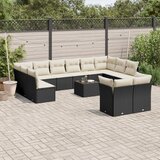 vidaXL 13-dijelni set vrtnih sofa s jastucima poliratan crni Cijene