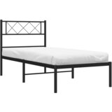  Metalni okvir za krevet s uzglavljem crni 100x190 cm | shoptok.hr