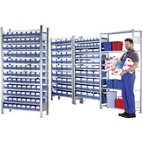 eurokraft pro Sestavljiv regal z regalnimi posodami, višina 2000 mm, 96 posod, 12 polic, globina 336 mm, osnovni regal | Shoptok.si