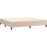  Box spring postelja vzmetnico LED kapučino 200x200 cm um. usnje | Shoptok.si