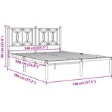  Metalni okvir za krevet s uzglavljem bijeli 140 x 190 cm | shoptok.hr
