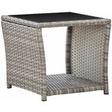 vidaXL Klubska mizica siva 45x45x40 cm poli ratan in steklo Cene