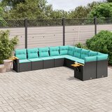  10-dijelni set vrtnih sofa od poliratana s jastucima crni | shoptok.hr