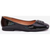 VINCEZA Lacquered Elegant Women's Ballet Flats With Decorative Detail Black 17377 | Shoptok.si