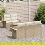  6 Komada Vrtni Sofa Set S Jastucima Bež Poli Ratan Akacija | shoptok.hr