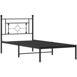  Metalni okvir za krevet s uzglavljem crni 90x190 cm | shoptok.hr