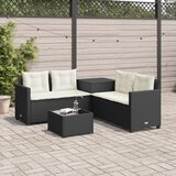 Maison Chic Vrtni kavč - Zunanji kavč z mizo in blazinami v obliki črke L črn poli ratan, (22043892) | Shoptok.si