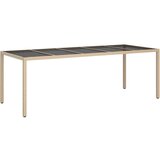  Vrtni stol bež 250x100x75 cm od kaljenog stakla i poliratana | shoptok.hr