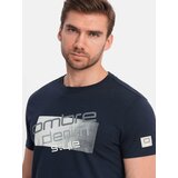 Ombre Men's logo cotton t-shirt - navy blue cene