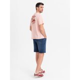 Ombre Men's shorts with elastic waistband and wash effect - blue | ePonuda.com