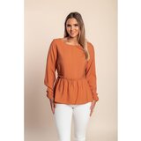 Fenzy Plus Size Bluza Z Dolgimi Rokavi, Opečnata | Shoptok.si