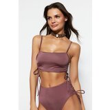Trendyol Brown Pleated Bikini Top | shoptok.hr