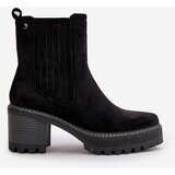 Boto Women's Warm Ankle Boots On Heel Eco Suede Black Irissinae | shoptok.hr