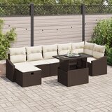 vidaXL 8-delni vrtnarski sofa set z blazinami Rjava poli ratan | Shoptok.si