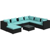  8-dijelna vrtna garnitura od poliratana s jastucima crna | shoptok.hr