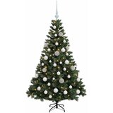  Umjetno božićno drvce s kuglicama 150 cm 150 LED lampica - Zelena 150 cm s LED žaruljama i bijelim kuglicama | shoptok.hr