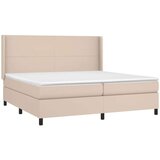  Box spring postelja vzmetnico LED kapučino 200x200 cm um. usnje | Shoptok.si