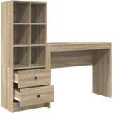 vidaXL Pisalna miza s shranjevanjem Sonoma hrast Inženirski les | Shoptok.si