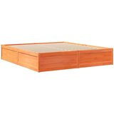  Knjižna postelja brez vzmetnice vošč. rjava 200x200 cm borovina, (21790894) | Shoptok.si