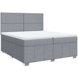 vidaXL Box spring postelja z vzmetnico svetlo siva 200x200 cm blago | Shoptok.si