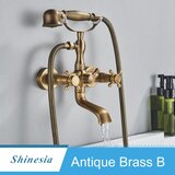 Shinesia Antikno medeninasto tuš pipa, dvojna ročna kontrola, prilagodljiva namestitev, antikno medenina B, (5000161425) | Shoptok.si