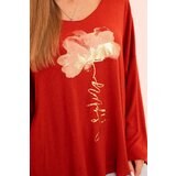 Kesi Włoski Women's viscose blouse with long sleeves and gold floral print red | shoptok.hr