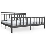 The Living Store Posteljni okvir siv iz trdnega lesa 200x200 cm - Posteljni Okvir, (21526642) | Shoptok.si