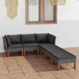 The Living Store Vrtna sedežna garnitura 6-delna z blazinami poli ratan siva - Vrtna Sedežna Garnitura, (21462237) | Shoptok.si