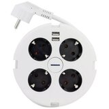 REV RITTER Podaljšek PowerDisc (1,4 m, s 4 vtičnicami, 3500 W, s dvema USB, bel) Cene