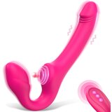 SuperLove Dual Vibration Strapless Strap-On with Remote Pink u