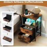 Namještaj Set od 2 komada s punjačem, no ormarić s 2 sklopive ladice od tkanine i 6 komada džepova za pohranu, rustikalno smeđa | shoptok.hr