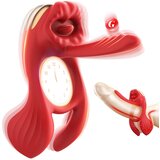 SuperLove 3in1 Vibrating Couples Cock Ring with G-Spot Stimulator Red Cijene